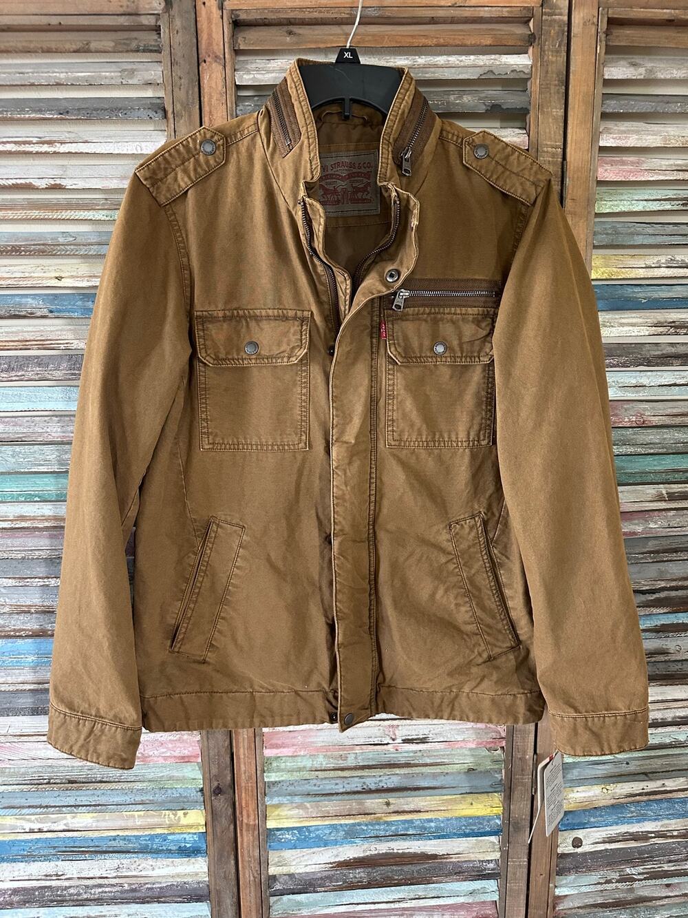 NWT Levis Military Jacket Men's S Snap Zip Brown Lined Chore
